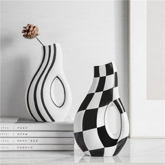 Handpainted Checkered Ceramic Vase