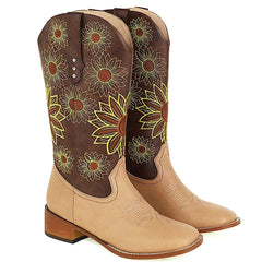 Sunflower Garden Embroidered Western Boots