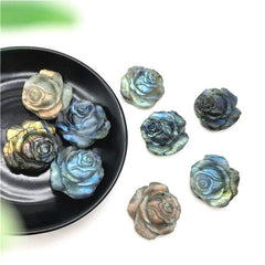 Hand Carved Labradorite Rose Gemstone