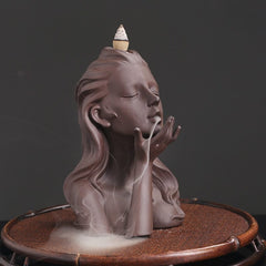 Female Face Backflow Incense Burner