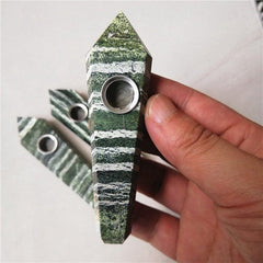 Green Zebra Stone Crystal Pipe