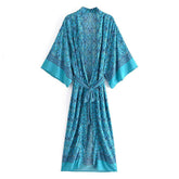 Muriel Vintage Floral Kimono In Blue