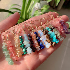 Natural Crystal Gravel Chips Earrings