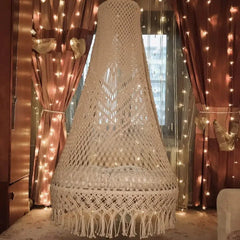 Oversized Macrame Hanging Hammock Chair with Cushion