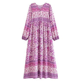 Tallulah Long Sleeve Boho Maxi Dress - Pink