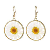 White Daisies Pressed Flower Earrings
