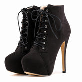 Boots with Heel Platform Ankle Lace up Sexy High Heeled Shoes