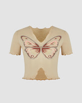 Cropped Retro Butterfly T-shirt