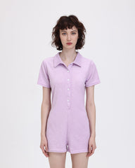Lavender Town Collared Jumpsuit