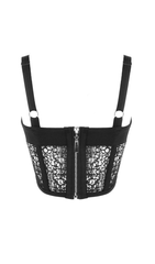 WHITE HOLLOW LACE MESH CORSET TOP