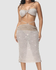New Sequin Bralet Skirt Coord Set