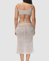 New Sequin Bralet Skirt Coord Set