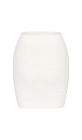 WHITE HIGH WAIST KNITTED MINI SKIRT