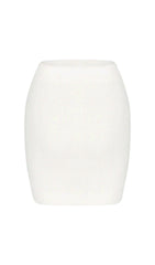 WHITE HIGH WAIST KNITTED MINI SKIRT
