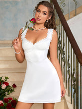 Lace Trim Bustier Satin Cami Dress