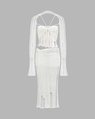 Dazzling Crochet Long Skirt Coord Set