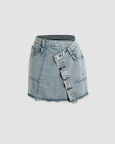 Lithely Frayed Denim Asymmetric Skirt