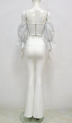 WHITE OFF SHOULDER TWO PIECES SET