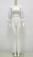 WHITE OFF SHOULDER TWO PIECES SET