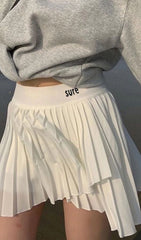 WHITE PLEATED SKIRT