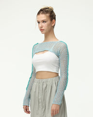 Stream Rupture Eyelet Knit Bolero