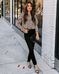 The Rockies Satin Printed Blouse - Sand