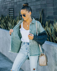 Torin Cable Knit Sleeve Denim Shacket