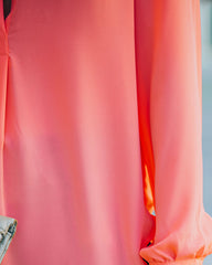 To The Fullest Split Neck Blouse - Coral