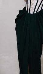 BANDEAU LACE STITCHED DRESS IN BLACK