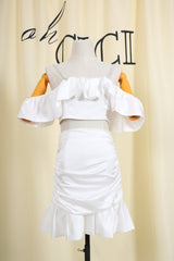 WHITE OFF SHOULDER MINI DRESS