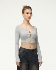 Moonbean Ribbed Cropped Cardigan