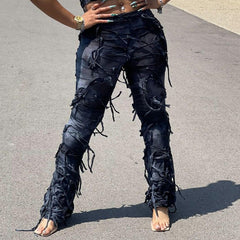 Tie-Dye Print Loose Slim Casual Trousers