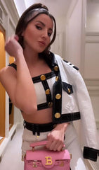 WHITE STRAPPY BUTTON TWO PIECE SUIT