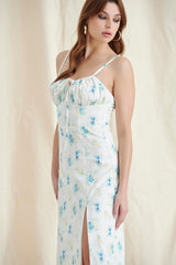 WHITE FLORAL MIDI DRESS