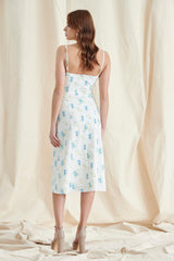 WHITE FLORAL MIDI DRESS