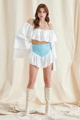 WHITE PUFF SLEEVE DRESS SET