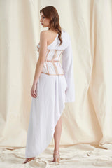 WHITE CORSET MAXI DRESS