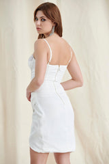 WHITE SATIN CORSET MINI DRESS