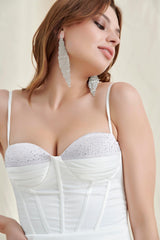 WHITE SATIN CORSET MINI DRESS