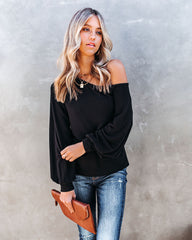 Theory Off The Shoulder Knit Top - Black