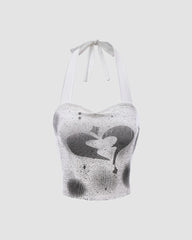Sprayed Heart Sweetheart Top
