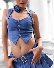 Soul Keeper Halter Top and Skirt Denim Coord