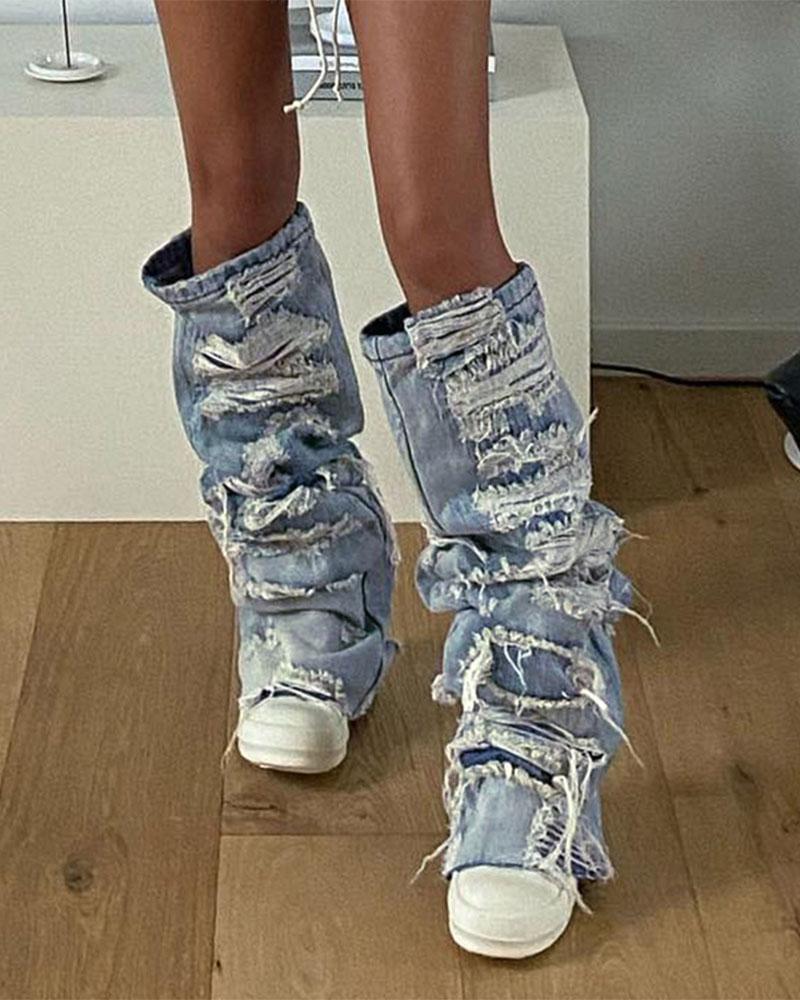 Retro Denim Leg Warmers Baly Shop