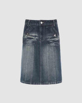 Isolde Faded Midi Denim Skirt