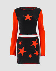 Nimige Contrasting Starry Raglan Coord