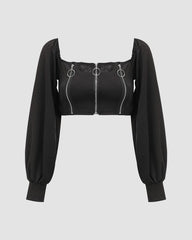 Neville Grunge Cropped Square Top