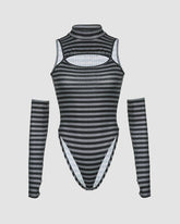 Ichor Striped Cut Out Top with Sleeves