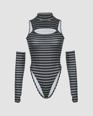 Ichor Striped Cut Out Top with Sleeves
