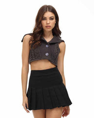 Xenia Ribbed High Neck Vest