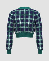 Delphinium Plaid Cropped Cardigan